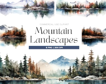 Watercolor Mountain Clipart Png Forest Landscape Mountain Border Nature Clipart Mountain Landscape Png Watercolor Forest Clipart Card Making