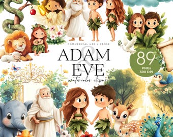 Adam And Eve Clipart, Garden of Eden Clipart, Biblical Character Clipart, Bible Story, Biblical People, Religious Clipart, Kids Bible Study