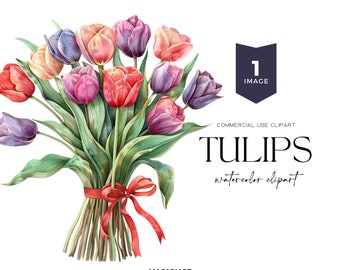 Watercolor Tulip Bouquet Clipart Spring Tulips Floral Clipart Watercolor Flower Clipart Pink Tulip Watercolor Floral Clipart Png Wedding