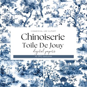 Chinese Blue Floral Toile De Jouy Digital Paper Blue Chinese Wallpaper Asian Pattern Chinoiserie Life Digital Paper Scrapbooking Junk Journl