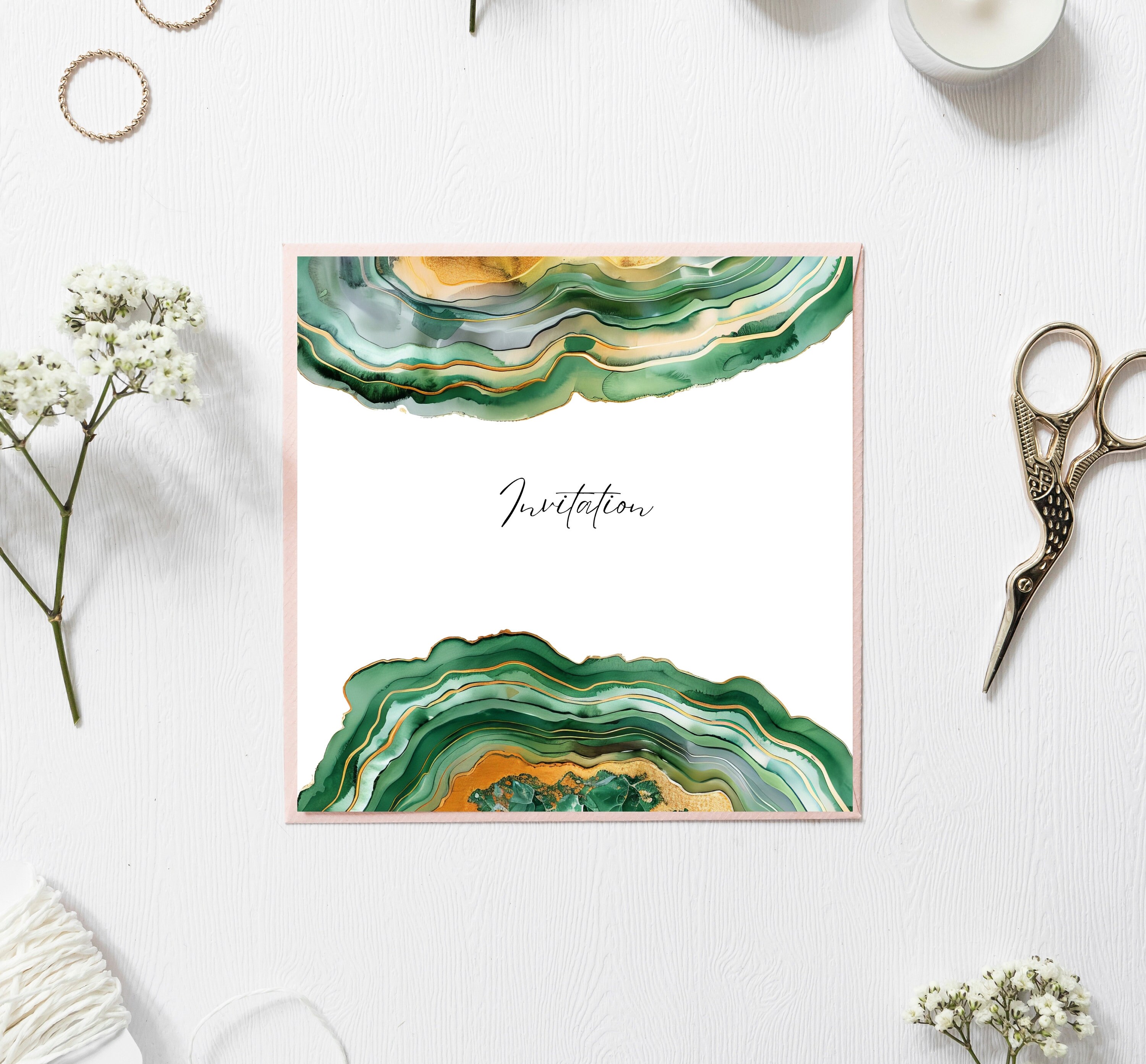Green Agate Border Clipart Gold Glitter Green Marble Border Geode ...