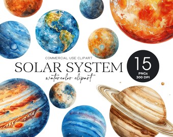 Watercolor Solar System Clipart Pack Planets Png Universe Clipart Planets Galaxy Clipart Earth Clipart Space Bundle Watercolor Space Clipart