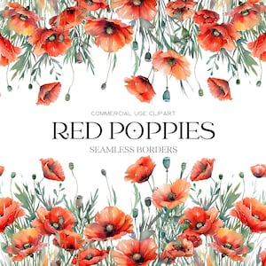 Clipart floral pavot aquarelle Clipart pavot rouge Naissance août fleur bouquet de pavot rouge aquarelle Clipart Png Floral frontière transparente