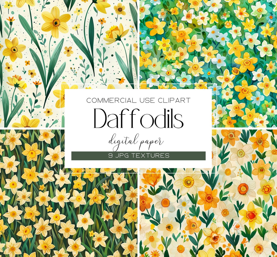 Daffodil Flowers Digital Papers Spring Flowers Digital Paper Pack ...