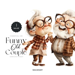Lustiges altes Paar Clipart Niedliche Großeltern Glückliche Senioren Clipart Fröhliche Oma Glückliche Rentner Png Tanzende alte Dame Clipart