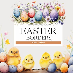 Ostern Rahmen Aquarell Ostern Clipart Ostereier Frühling Blumen Rahmen Digitale Ostern Clipart Png Aquarell Frühling Urlaub Floral