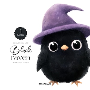 Joli corbeau en chapeau violet aquarelle corbeau de sorcières Png noir corbeau animaux d'Halloween corbeau Clipart effrayant Halloween png oiseau