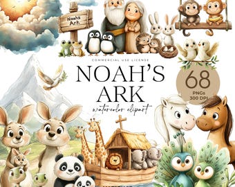 Noahs Ark Clipart, Bible Story, Biblical People, Cute Baby Animals, Christian Clipart, Animals Couple, Nursery Decor, Baby Shower Birthday