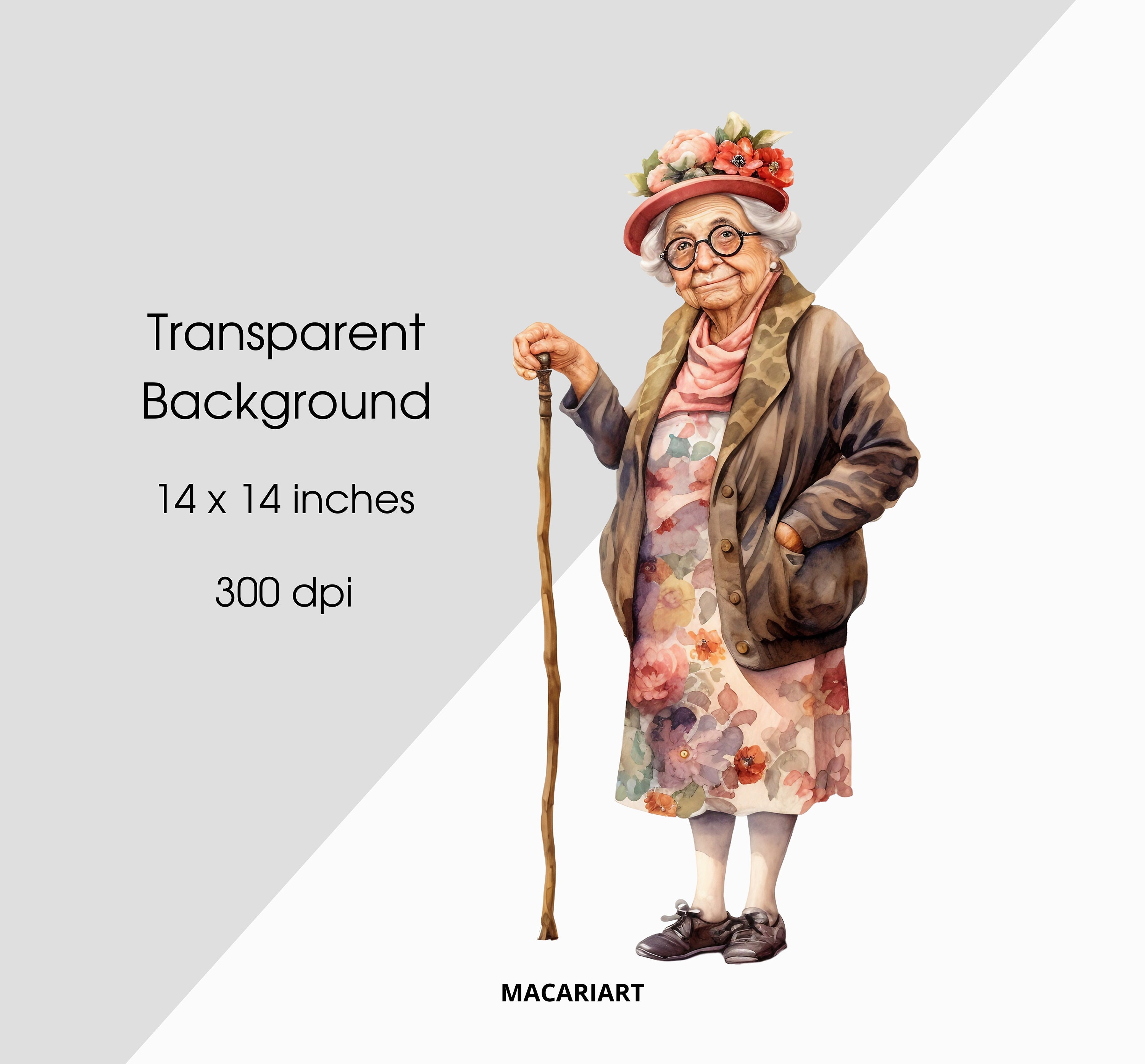 Whimsical Old Lady Clipart Quirky Woman Funny Old Ladies Clipart Old ...