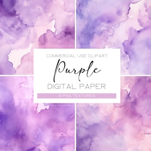 Purple Digital Paper Pack Lavender Watercolor Textures Pack Purple Color Background Neutral Textures Lilac Watercolor Washes Scrapbook Paper