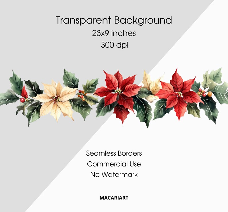 Christmas Border Clipart Poinsettia Border Floral Garland Png Christmas 
