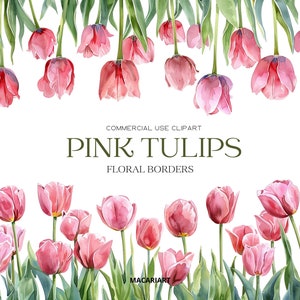 Watercolor Tulips Clipart Spring Flowers Pink Tulip Png Watercolor Flower Clipart Pink Spring Floral Clipart Wedding Invite Commercial Use