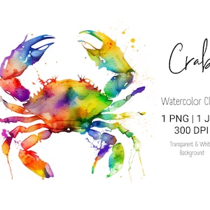 Beach Art Watercolor Clipart Crab Wall Decor Watercolor Fish Wall Art Printable Instant Download Clipart Bundle Popular PNG Animal Clipart