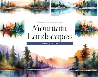 Watercolor Mountain Clipart Png Forest Landscape Mountain Border Nature Clipart Mountain Landscape Png Watercolor Forest Clipart Card Making