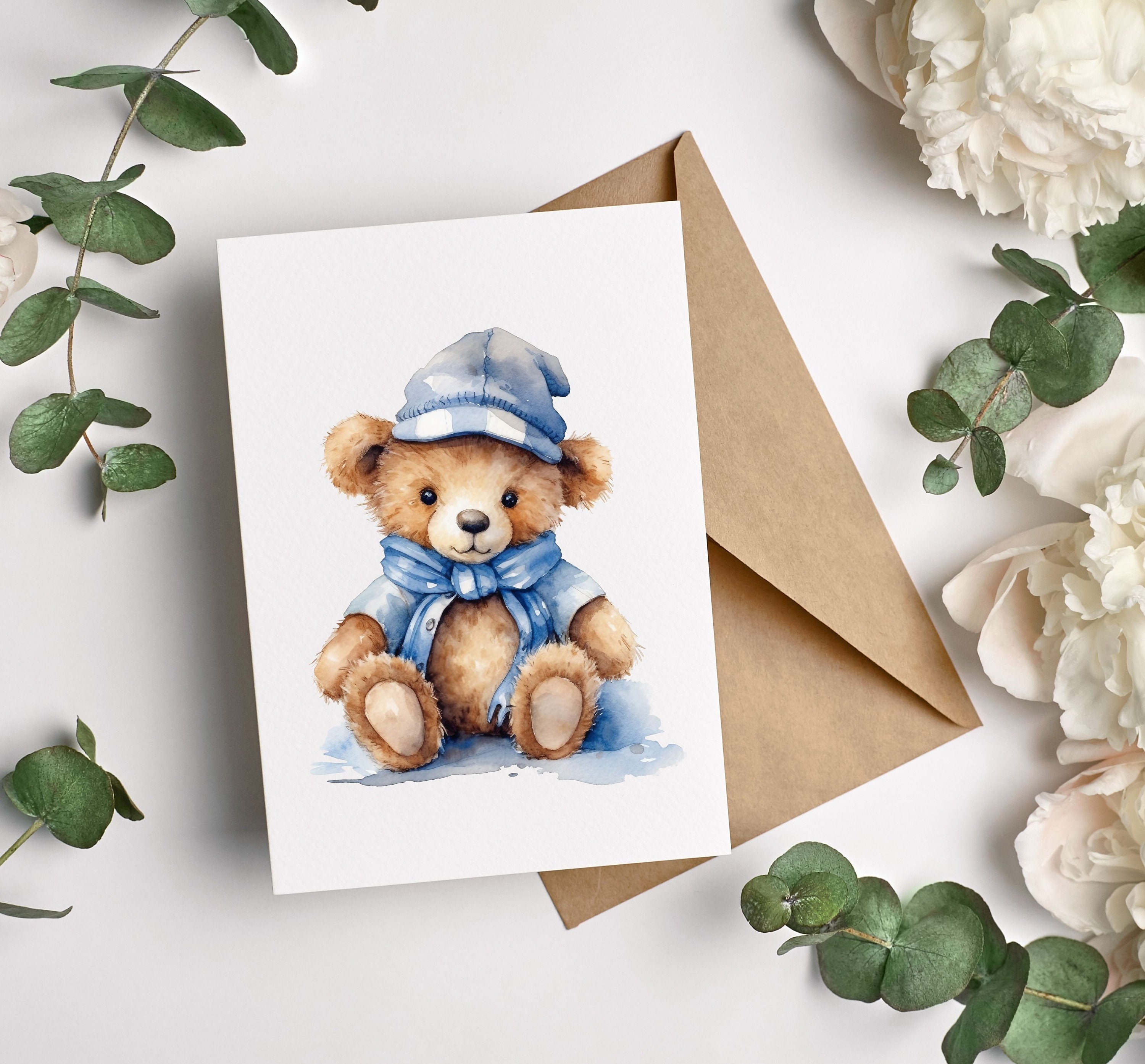 Teddy Bear Clipart Watercolor Bear Baby Shower Decor Watercolor Wall ...