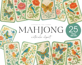 Mahjong Clipart, Mahjong Tiles Png, Watercolor Mahjong Png, Vintage Mahjong, Chinoiserie Art, Mahjong Seamless Pattern, Wedding Clipart