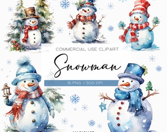 Snowman Png Watercolor Christmas Clipart Frosty The Snowman Clipart Bundle  Winter Clipart Watercolor Wall Art Printable Instant Download