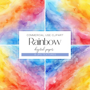 Colorful Rainbow Digital Paper Watercolor Rainbow Background Pattern Rainbow Scrapbooking Papers Rainbow Gradient Ombre Wallpaper