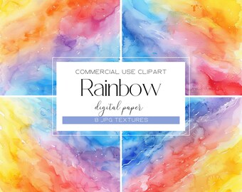 Colorful Rainbow Digital Paper Watercolor Rainbow Background Pattern Rainbow Scrapbooking Papers Rainbow Gradient Ombre Wallpaper
