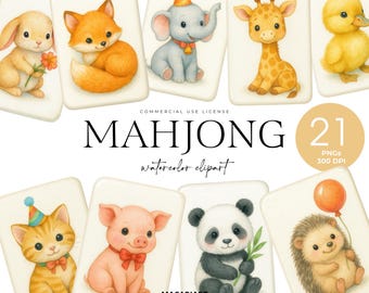 Mahjong Clipart, Mahjong Tiles Png, Watercolor Mahjong Png, Animals Mahjong, Baby Shower Invite, Mahjong Seamless Pattern, Kids Birthday