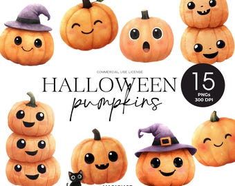 Halloween Pumpkin Clipart Watercolor Fall Clipart Cute Pumpkin Png Halloween Autumn Png Thanksgiving Clipart Spooky Halloween Junk Journal