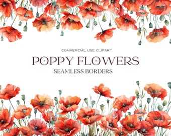Watercolor Poppy Floral Clipart Red Poppies Clipart Png August Birth Flower Watercolor Poppy Bouquets Set Digital Clipart Png Floral Border