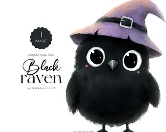 Schattig raaf clipart aquarel heksen raaf png zwarte raaf Halloween dieren kraai clipart spooky Halloween png vogel clipart transparant png