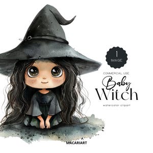 Cute Witch Clipart Watercolor Halloween Clip Art Mystical Witches Png Pumpkin Autumn Fall October Halloween Decor Digital Download