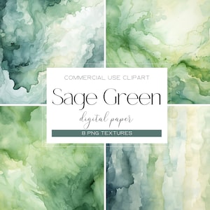 May include: Set of eight digital paper textures in shades of sage green, teal, and white. The textures have a marbled, watercolor effect.  COMMERCIAL USE CLIPART Sage Green digital paper 8 PNG TEXTURES