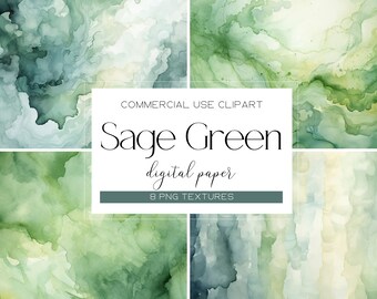 May include: Set of eight digital paper textures in shades of sage green, teal, and white. The textures have a marbled, watercolor effect.  COMMERCIAL USE CLIPART Sage Green digital paper 8 PNG TEXTURES