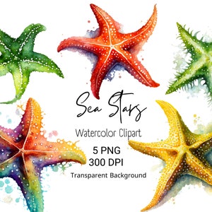 Watercolor Under The Sea Clipart Starfish Wall Art Bathroom Decor Watercolor Wall Art Printable Instant Download Clipart Bundle Popular PNG