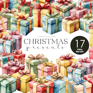 Christmas Presents Clipart Merry Christmas Png Festive Gift Illustrations Designs Watercolor Christmas Gifts Clipart Holiday Festive Xmas