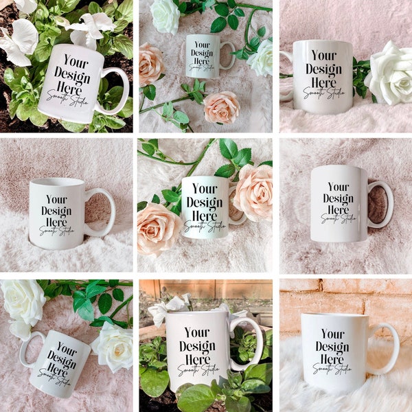 Mug Mockup Bundle | 9 White Mug Mockup | Plain Mug Mockup | JPEG Mug Mockup | Coffee Mug Mockup | 11oz Mug Mockup | Modern Mug Mockup