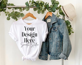 White Bella Canvas 3001 Hanging Mockup, Bella Canvas T-Shirt Mockup, Hanging Bella Canvas 3001 Tshirt Mock Up, White Plain T-shirt Mockup