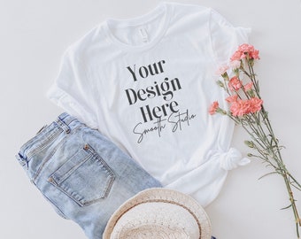Bella Canvas 3001 Mockup | Flat Bella and Canvas T-Shirt 3001 Mockup | Bella & Canvas White T-shirt Mockup | White T-shirt Mockup | White