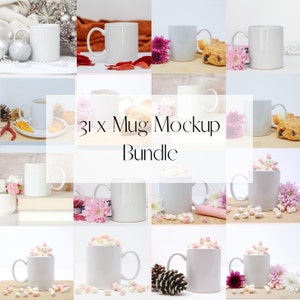 Mug Mockup Bundle | 31 White Mug Mockup | Plain Mug Mockup | JPEG Mug Mockup | Coffee Mug Mockup | 11oz Mug Mockup | 31 Modern Mug Mockups