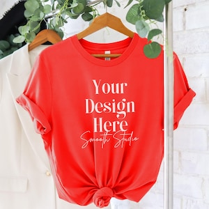 Poppy Bella Canvas 3001 Hanging Mockup, Bella Canvas T-Shirt Mockup, Poppy Hanging Bella Canvas 3001 Tshirt Mock Up | Poppy Hanging Mockup
