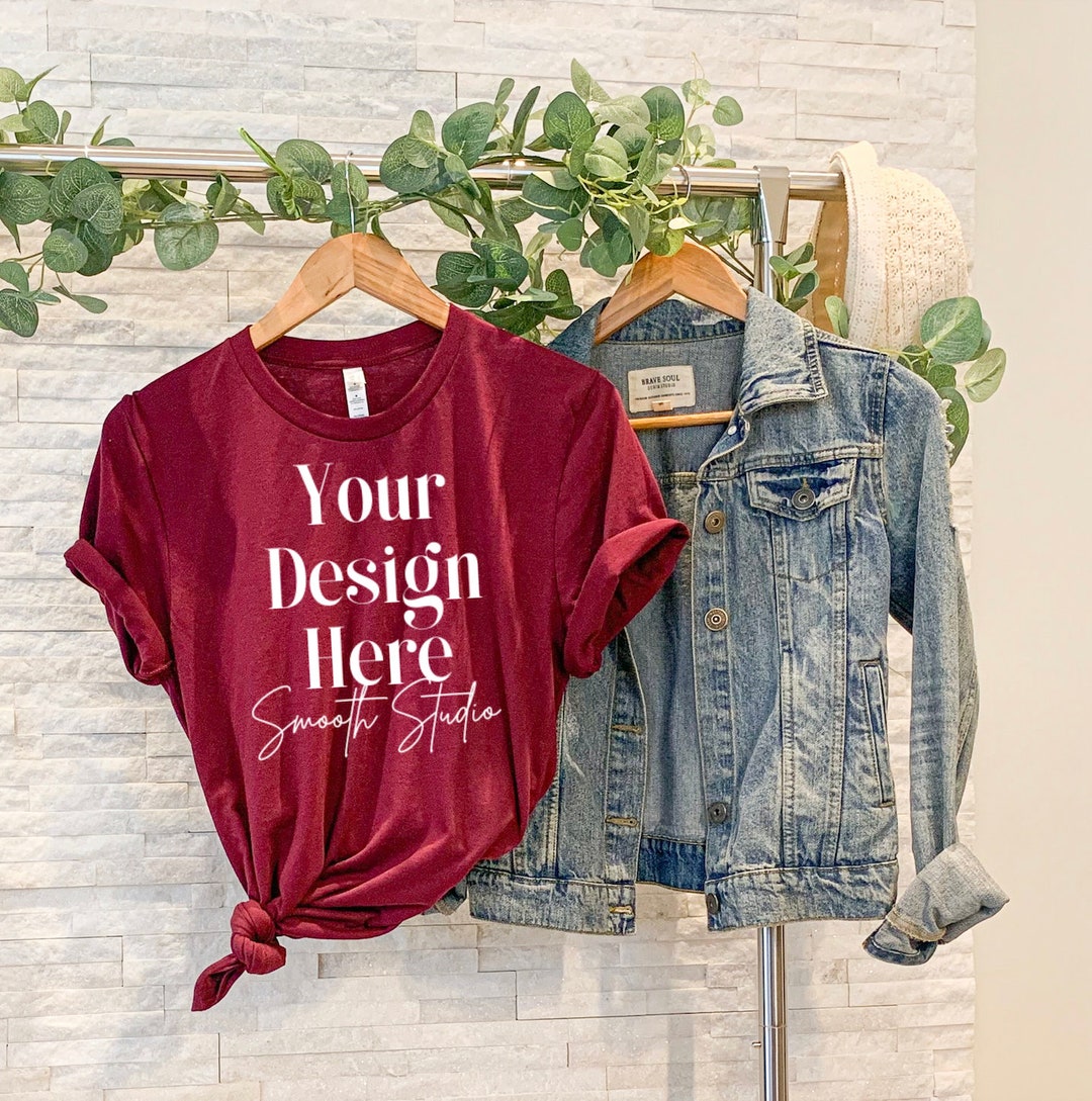 Bella Canvas 3001 Mockup / Maroon Bella and Canvas T-Shirt 3001 Mockup ...