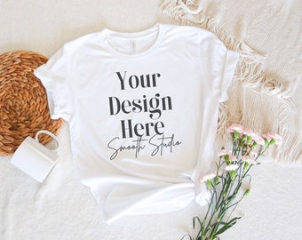 Bella Canvas 3001 Mockup | Flat Bella and Canvas T-Shirt 3001 Mockup | Bella & Canvas White T-shirt Mockup | White T-shirt Mockup | White
