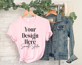 Bella Canvas 3001 Mockup | Soft Pink Bella and Canvas T-Shirt 3001 Mockup | Bella & Canvas Soft Pink T-shirt Mockup | Plain Mockup