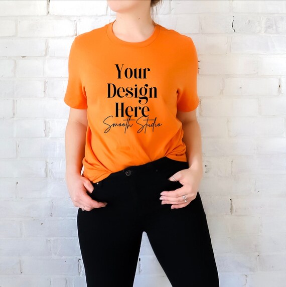 Burnt Orange Bella Canvas 3001 Model Mockup, Bella Canvas T-shirt