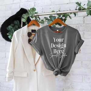 Asphalt Bella Canvas 3001 Hanging Mockup, Bella Canvas T-Shirt Mockup, Asphalt Hanging Bella Canvas 3001 Tshirt Mockup | Asphalt Bella
