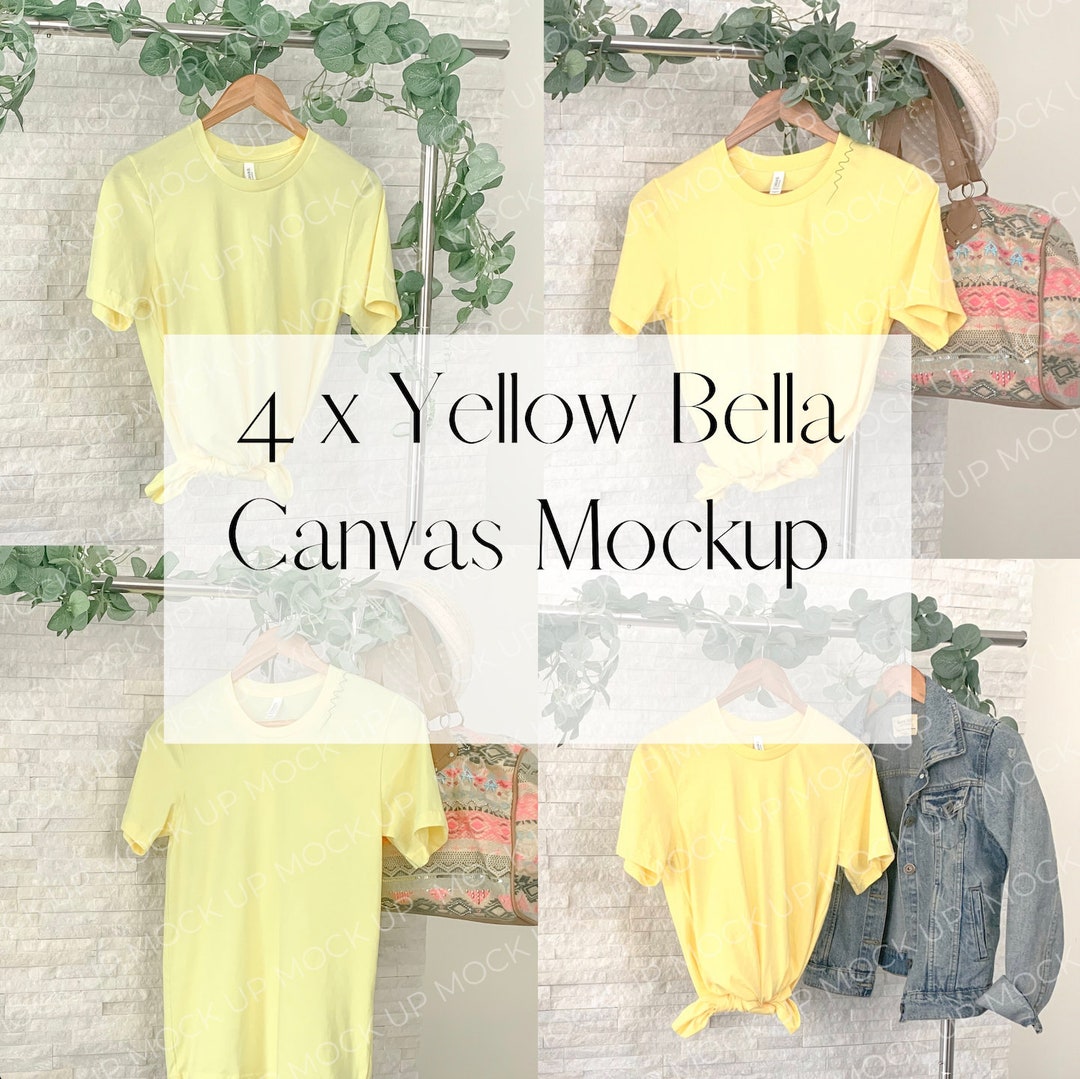 Bella Canvas 3001 Mockup Bundle | 4 X Yellow Bella and Canvas T-shirt ...
