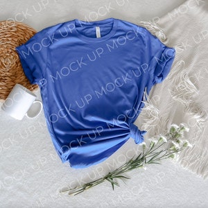 Bella Canvas 3001 Mockup Royal Blue Bella and Canvas T-Shirt 3001 Mockup Bella & Canvas Royal Blue T-shirt Mockup Plain Shirt Mockup zdjęcie 2