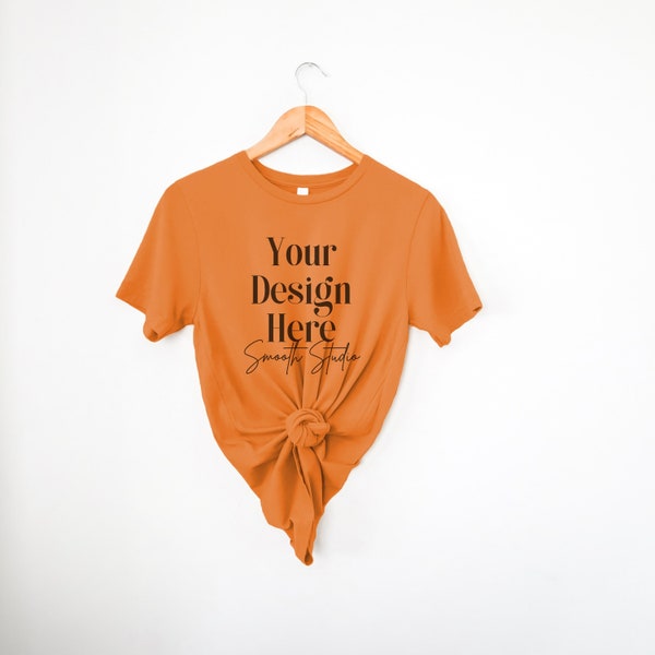 Burnt Orange Bella Canvas 3001 Mockup | Burnt Orange Bella and Canvas T-Shirt 3001 Mockup | Burnt Orange Hanging Bella & Canvas | Hanging