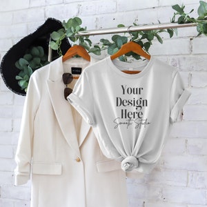 Ash Bella Canvas 3001 Hanging Mockup, Bella Canvas T-Shirt Mockup, Ash Hanging Bella Canvas 3001 Tshirt Mock Up | Ash Mockup