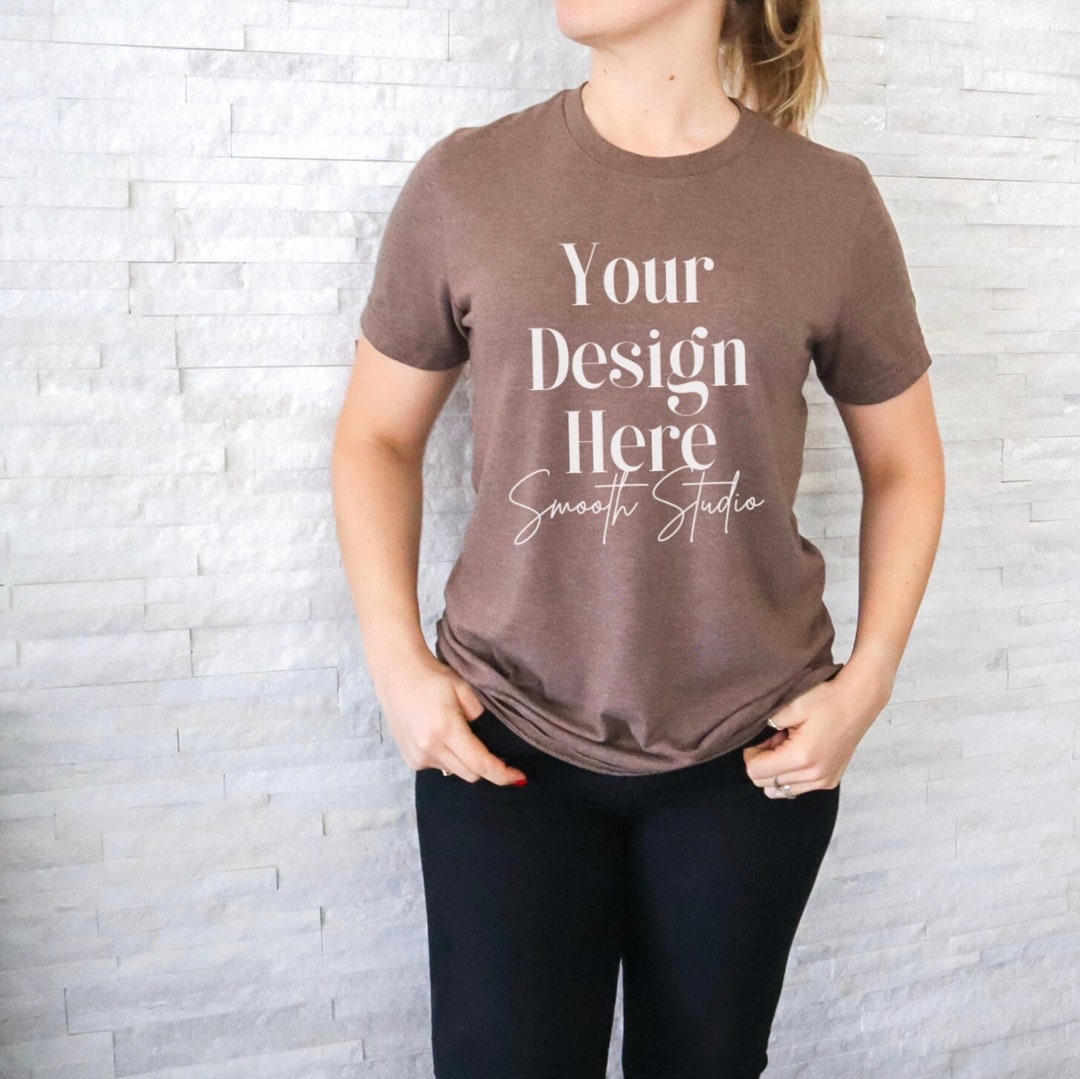Heather Brown Bella Canvas 3001 Model Mockup, Bella Canvas T-shirt ...