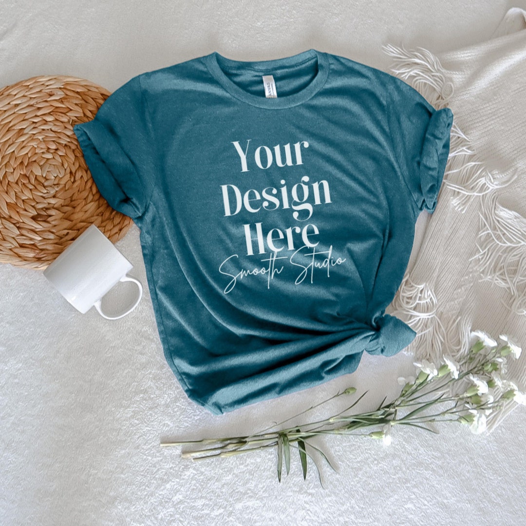 Heather Deep Teal Bella Canvas 3001 Model Mockup, Bella Canvas T-shirt ...