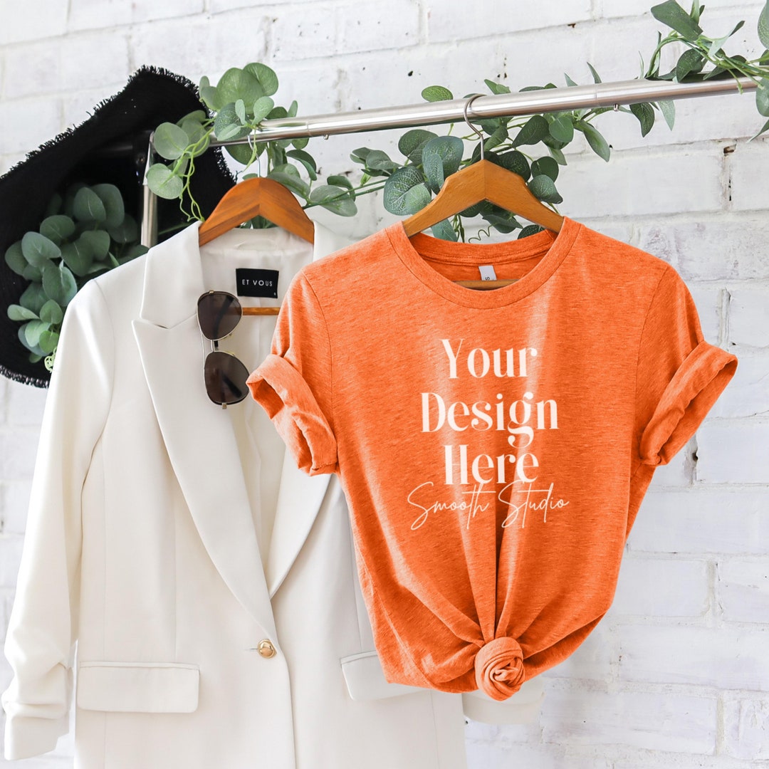 Heather Orange Bella Canvas 3001 Mockup | Heather Orange Bella and ...