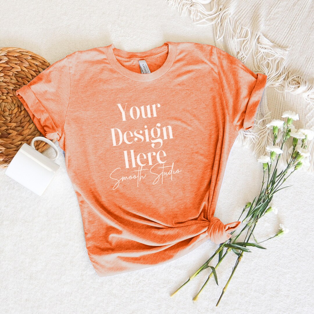Heather Orange Bella Canvas 3001 Mockup | Heather Orange Bella and ...